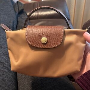 Longchamp Tan and Brown Cosmetic Bag